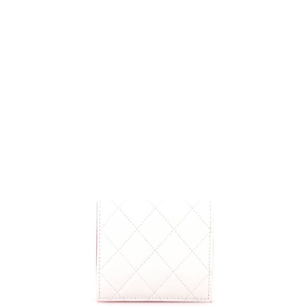 Chanel Textured CC Bifold Wallet Quilted Caviar Compact White - Picture 3 of 6